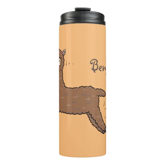 Termo Personalizado de alpaca marrón feliz (Anverso)