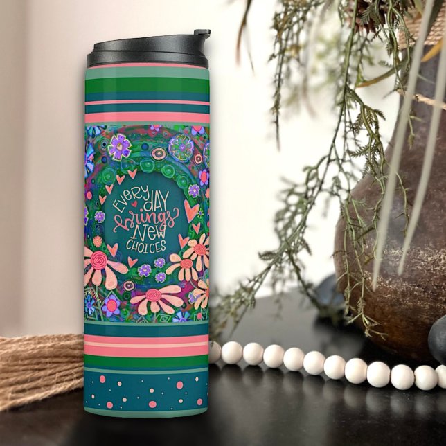 Termo Personalizado de citas de Bonito floral rosa inspi (Subido por el creador)