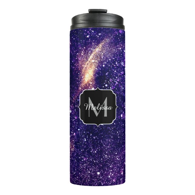 Termo Personalizado de galaxia abstracta violeta monogra (Anverso)