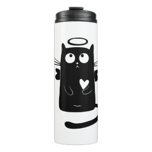 Termo Personalizado de gatos negros angélicos