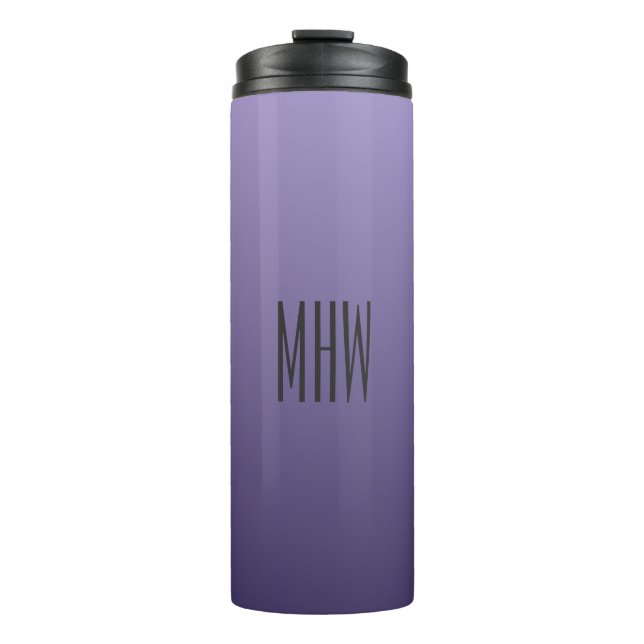 Termo Personalizado de gradiente violeta morado monogram (Anverso)