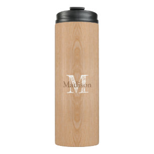 Termo Personalizado de grano de madera marrón claro Mono