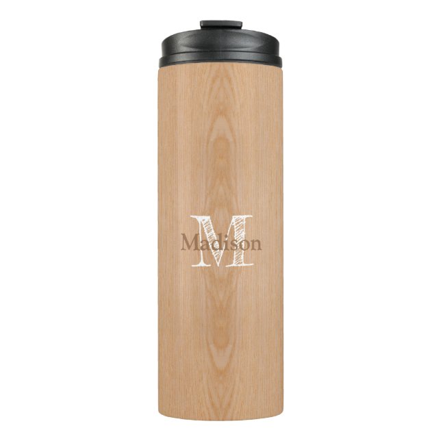 Termo Personalizado de grano de madera marrón claro Mono (Anverso)