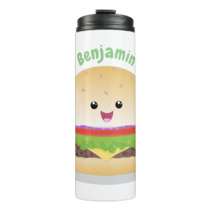 Termo Personalizado de hamburguesa kawaii feliz