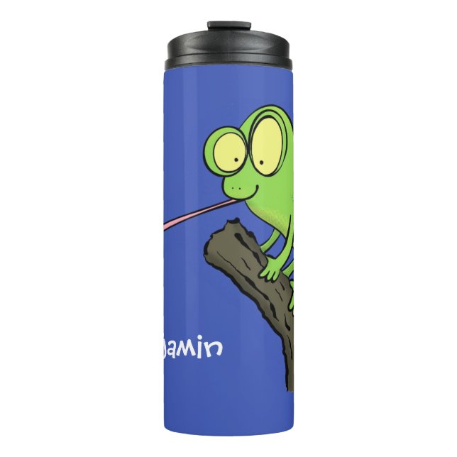 Termo Personalizado de lagarto de camaleón verde lindo (Anverso)