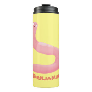 Termo Personalizado de lombrices de tierra rosa y alegre