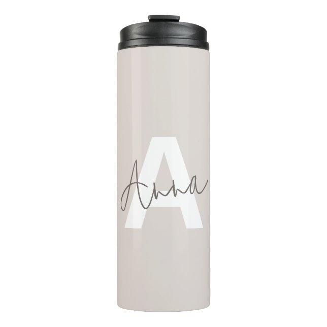 Termo Personalizado de monograma beige moderno elegante  (Anverso)