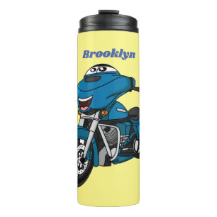 Termo Personalizado de moto azul feliz