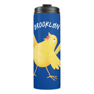 Termo Personalizado de pájaro canario amarillo cantando