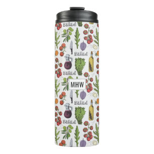 Termo Personalizado de patrón de ensalada monograma