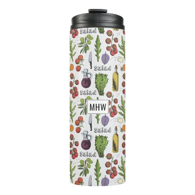 Termo Personalizado de patrón de ensalada monograma (Anverso)