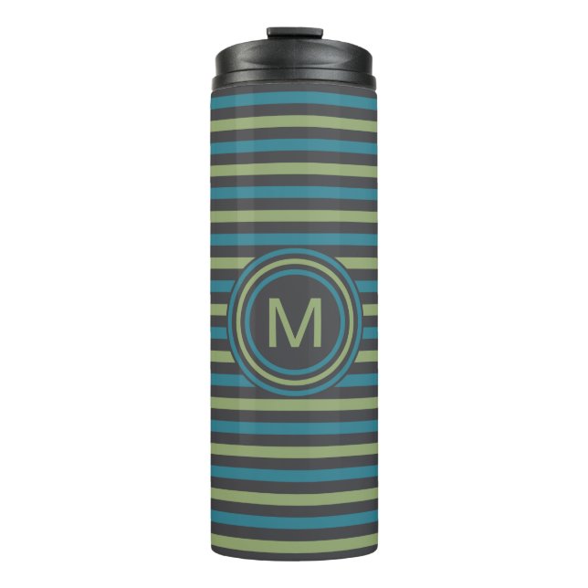 Termo Personalizado de patrón de franjas Monograma (Anverso)