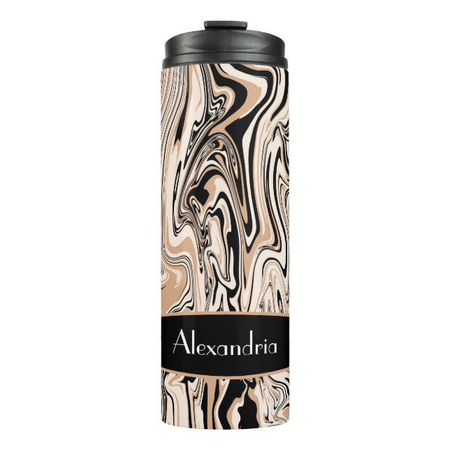 Termo Personalizado de patrón de Swirls Black Watercolor (Anverso)