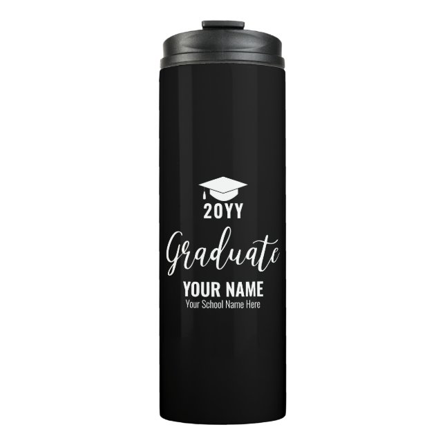 Termo Personalizado de regalo de graduación en blanco y  (Anverso)