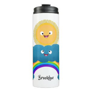 Termo Personalizado del arco iris de la nube de sol feli