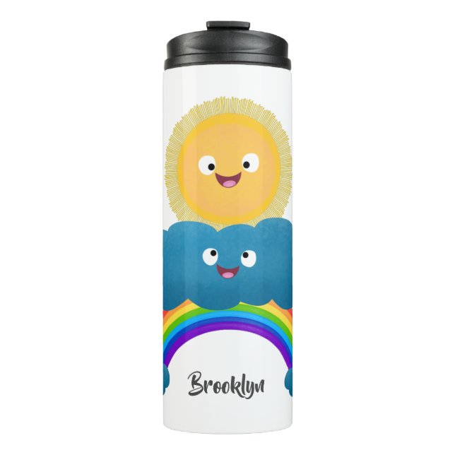 Termo Personalizado del arco iris de la nube de sol feli (Anverso)