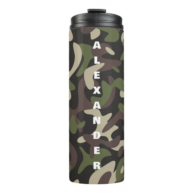 Termo Personalizado del patrón verde marrón marrón del e (Anverso)