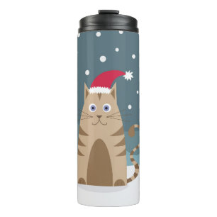 Termo Personalizado gato de Navidad con sombrero de sant