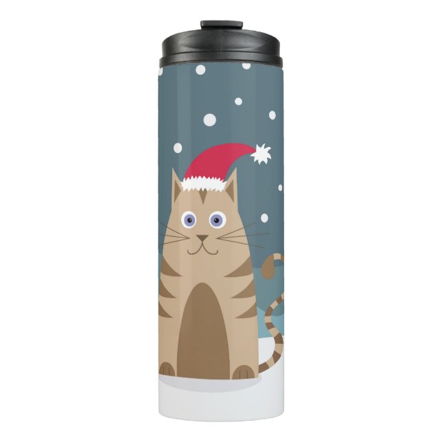Termo Personalizado gato de Navidad con sombrero de sant (Anverso)