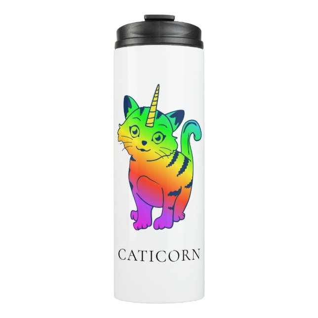 Termo Personalizado gato de unicornio en arco iris de ma (Anverso)