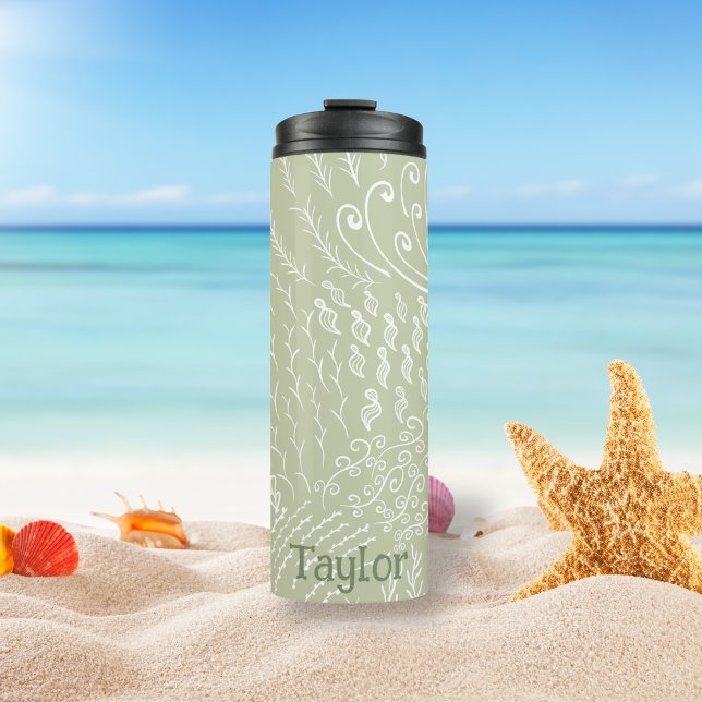 Termo Personalizado | Impresión de la cubierta de arreci (Sage Ocean Scene Tumbler)