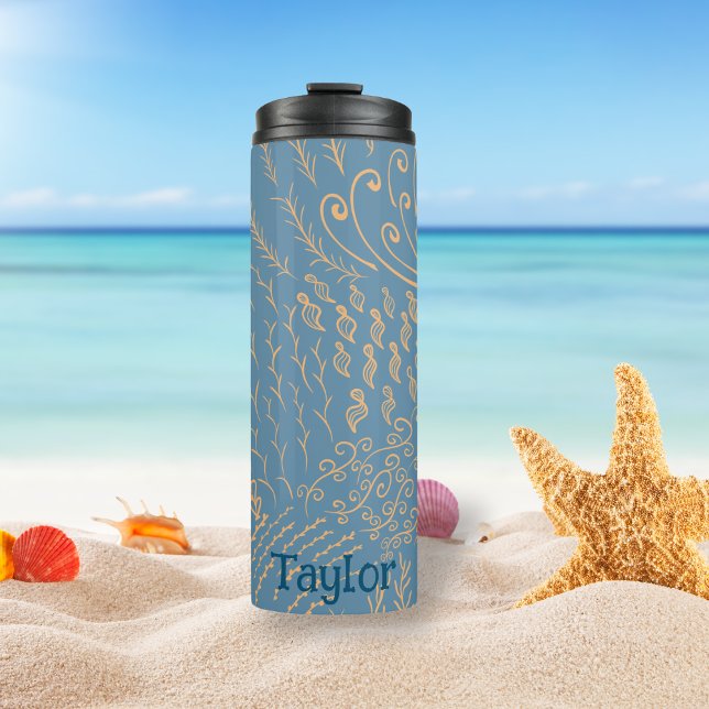 Termo Personalizado | Impresión de la cubierta de arreci (Dark Blue Ocean Scene Tumbler)