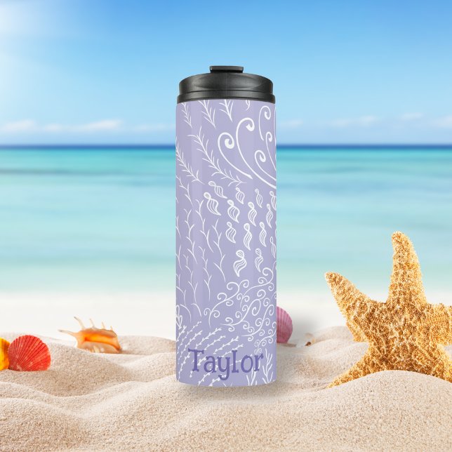 Termo Personalizado | Impresión de la cubierta de arreci (Purple Ocean Scene Tumbler)