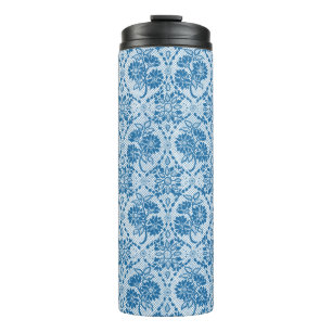 Termo Personalizado Indigo Azul Floral Faux Lace Pattern