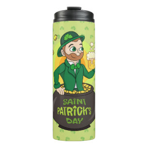 Termo Personalizado leprechaun en una olla de oro sosten