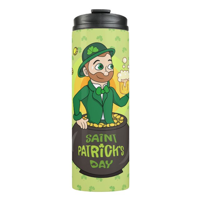 Termo Personalizado leprechaun en una olla de oro sosten (Anverso)