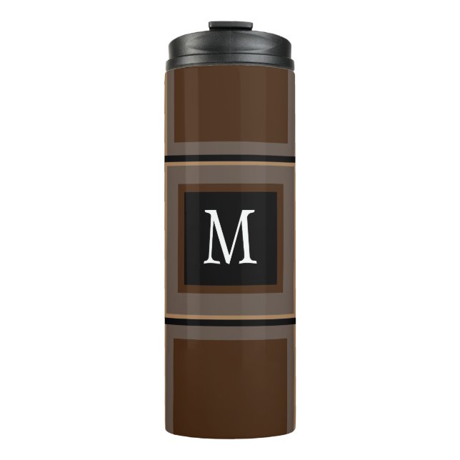 Termo Personalizado marrón chocolate negro con tira inic (Anverso)