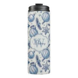 Termo Personalizado Monograma Blue Toile Ornamentos de N