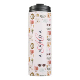 Termo Personalizado Monograma Coquette Cute chica Rosa F