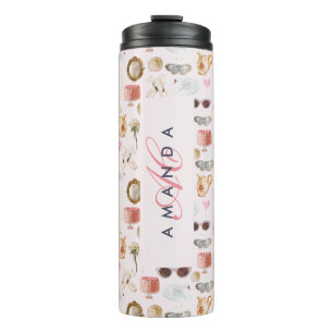 Termo Personalizado Monograma Coquette Cute chica Rosa F