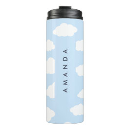 Termo Personalizado Monograma Cute Girly Blue Cloud Rega