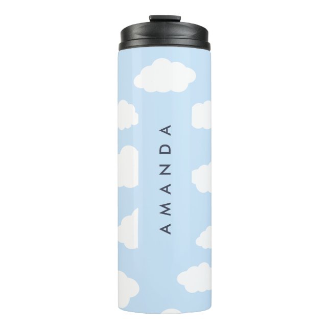 Termo Personalizado Monograma Cute Girly Blue Cloud Rega (Anverso)