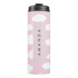Termo Personalizado Monograma Cute Girly Pink Cloud Gift