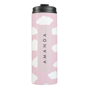 Termo Personalizado Monograma Cute Girly Pink Cloud Gift
