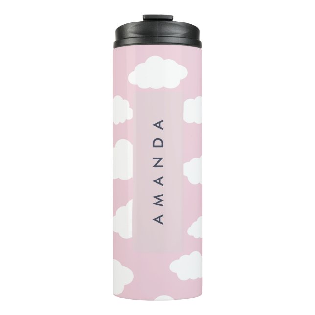 Termo Personalizado Monograma Cute Girly Pink Cloud Gift (Anverso)
