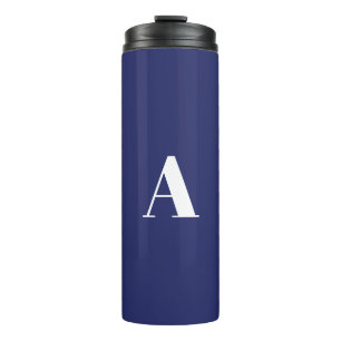 Termo Personalizado monograma letra inicial azul marino 