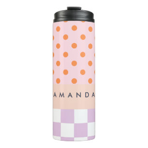 Termo Personalizado Monograma Pastel Polka Dot Lilac Che
