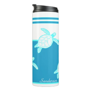 Termo Personalizado Nautical Coastal Sea Turtle Azul Bla