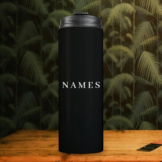 Termo Personalizado negro simple Añadir su nombre elegan (Subido por el creador)