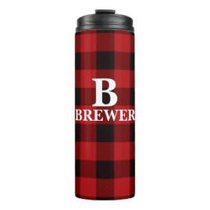 Termo Personalizado Nombre Familia Tartán Rojo Tumbler T
