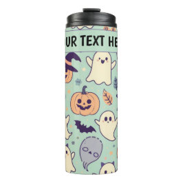 Termo Personalizado Pastel Halloween Pattern Spooky Ghos