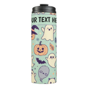 Termo Personalizado Pastel Halloween Pattern Spooky Ghos