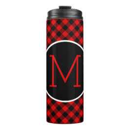 Termo Personalizado Plaid Lumberjack Búfalo Rojo y Negro
