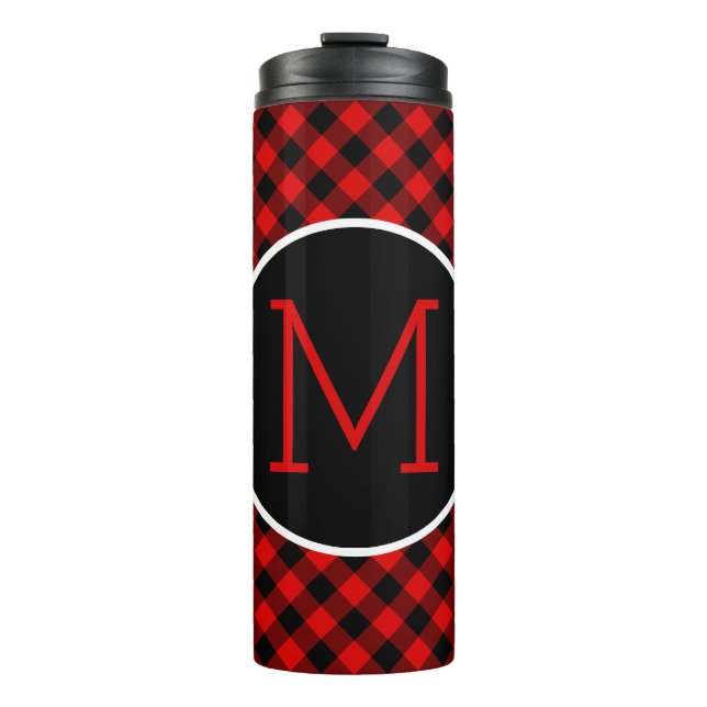 Termo Personalizado Plaid Lumberjack Búfalo Rojo y Negro (Anverso)