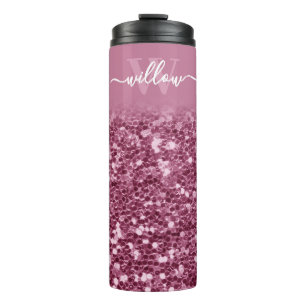Termo Personalizado Purpurina rosado Monograma Nombre