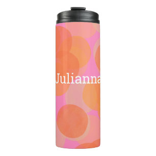 Termo Personalizado Rosa Naranja Geométrico Acuarela Lin